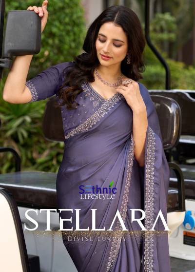 SETHNIC STELLARA 73001 TO 73005 DESIGNER SATIN CHIFFON SAREE WHOLESALER IN INDIA